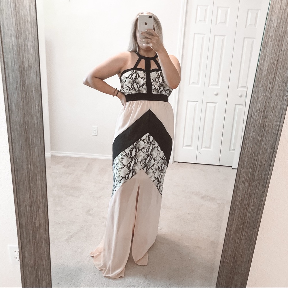 Jealous Tomato Pink Snakeskin Maxi Dress Medium